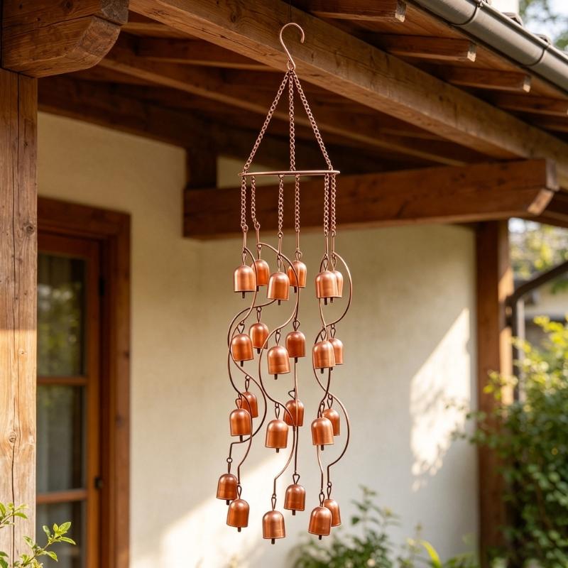 Home Exterior Rain Chain Iron Cup Hanging Water Guide for Gutter Outlet and Roofline Use with Suspended Cup Layout for Porch Covers