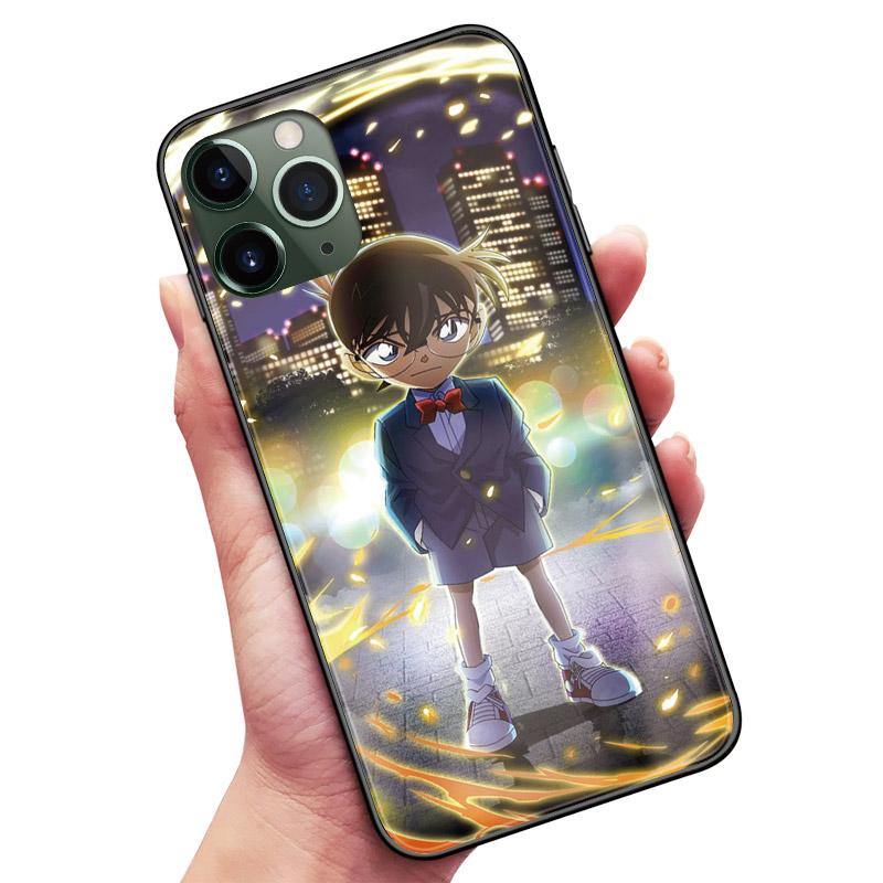 Detective Conan Jimmy Kudo Anime Soft Silicone Glass Phone Case Cover for iPhone SE 6 6s 7 8 Plus X XR XS 11 12 13 Mini Pro Max