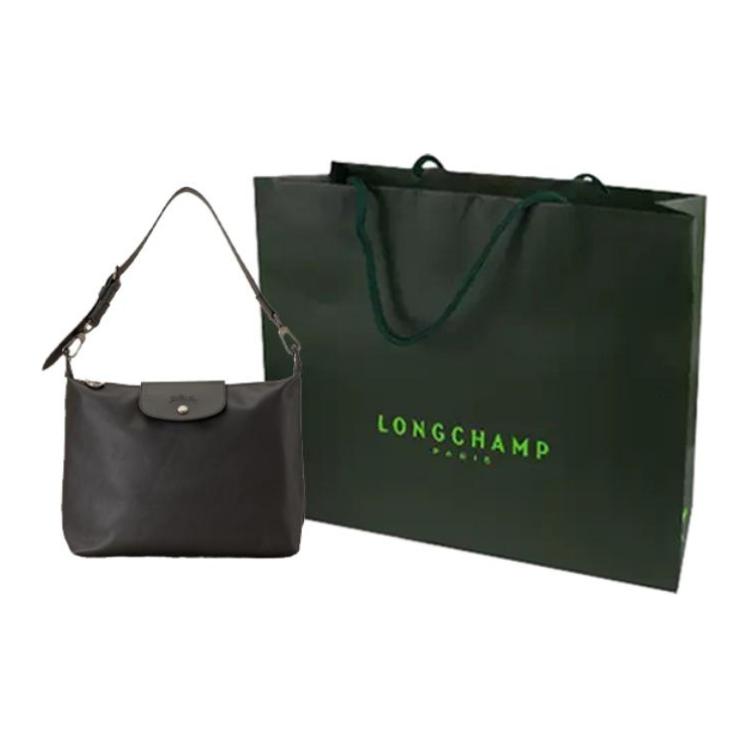 Longchamp Le Pliage Xtra 32 Snap Zipper Leather Crescent Bag Women Handbags Black 10189987001
