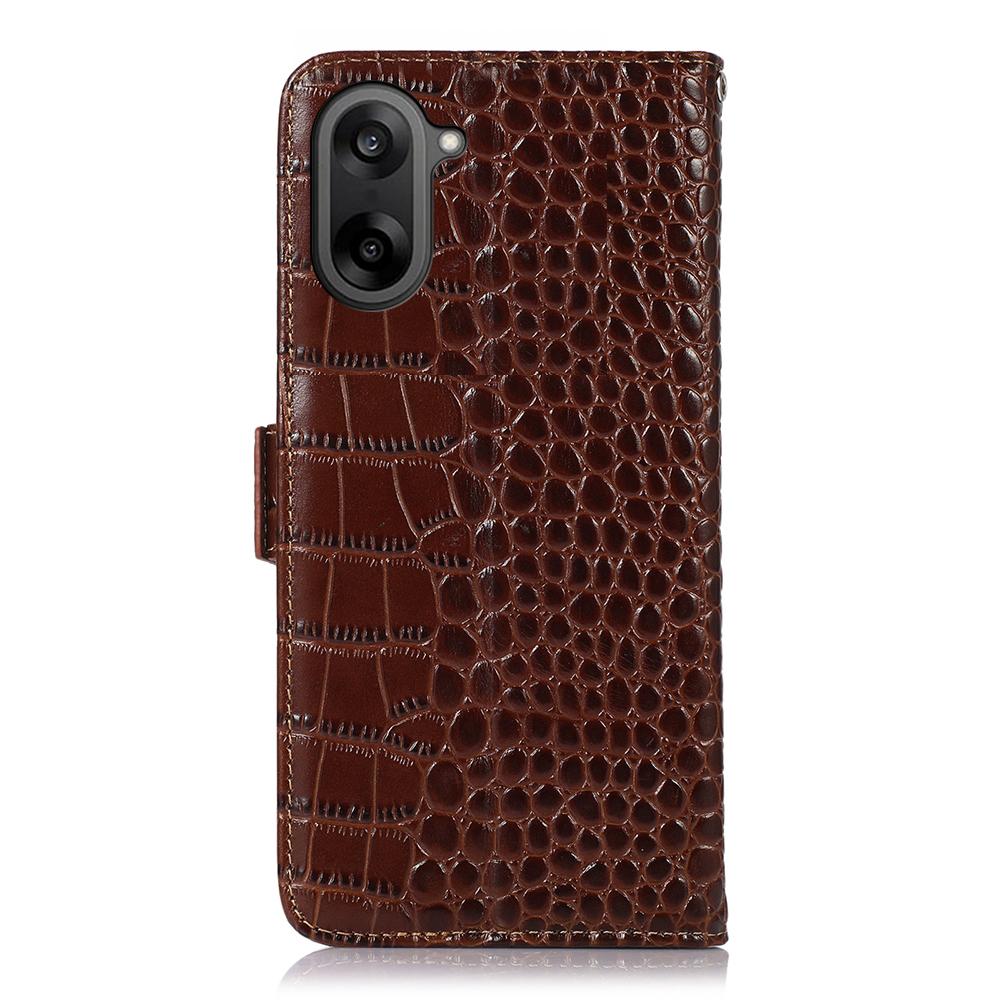 For OnePlus Nord CE 5G/Ace 5 Racing 5G Case RFID Blocking Wallet Crocodile Texture Genuine Cow Leather Phone Cover