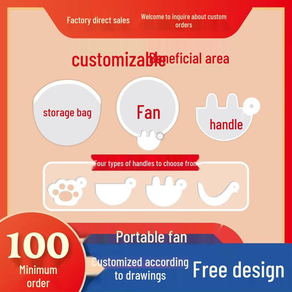 Reflective Mini Folding Cartoon Fan - Portable Student Hand Fan with Fabric Surface for Outdoor Use