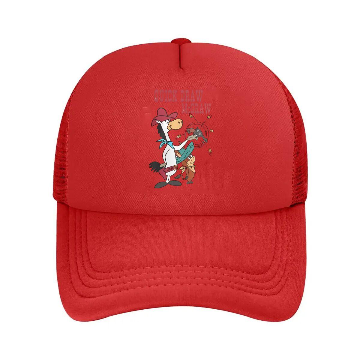 Quick Draw McGraw Cartoon Tribute Fashion Mesh Baseball Cap Breathable Casual Hats Outdoor For Unisexs And Womens One Size