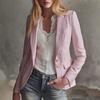 Giacca Blazer da Donna a Righe, Cappotto Tailleur con Revers Tacca, Design Monopetto, Capospalla Versatile Elegante Casual per Uso Quotidiano e Ufficio