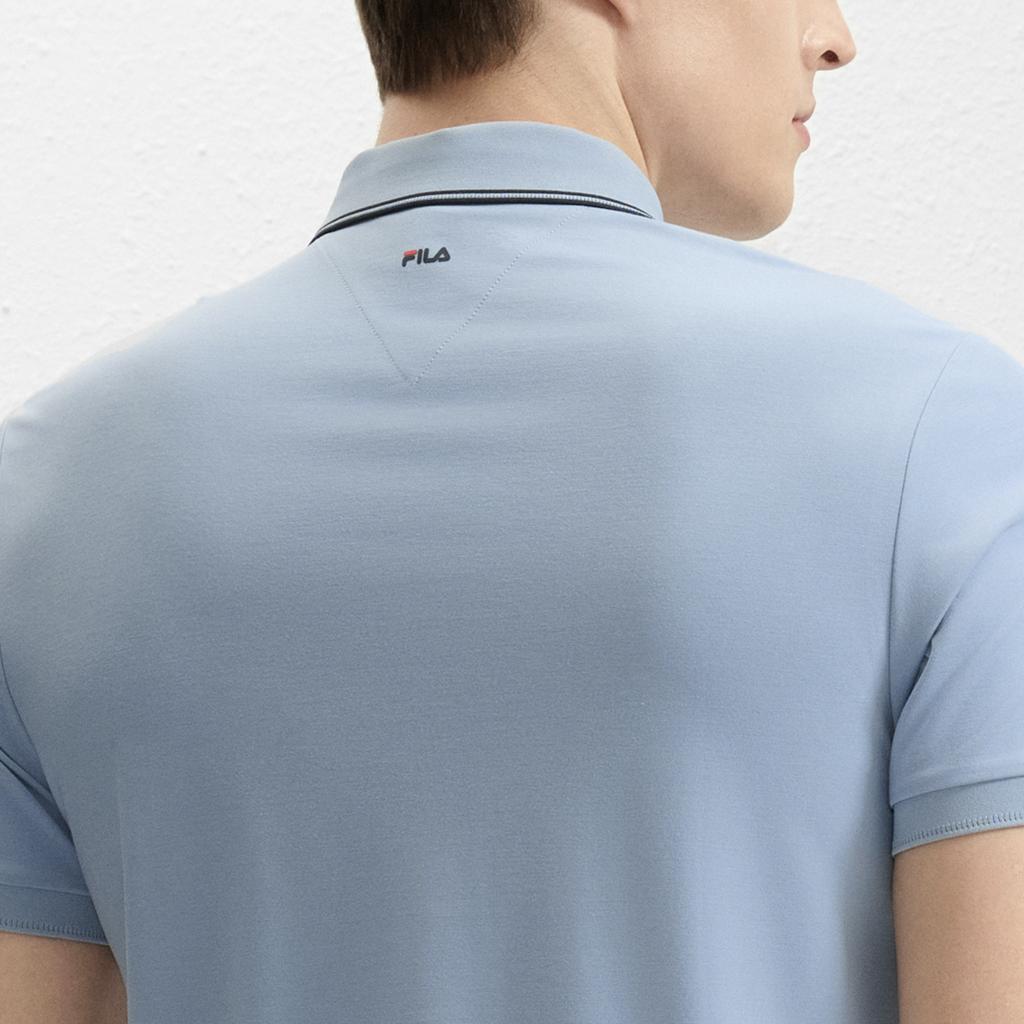 Fila Modern Heritage Cool Casual Breathable Fashion Commuter Short Sleeve Polo Shirt Men Tops Bamboo-Blue F11M431105FBU