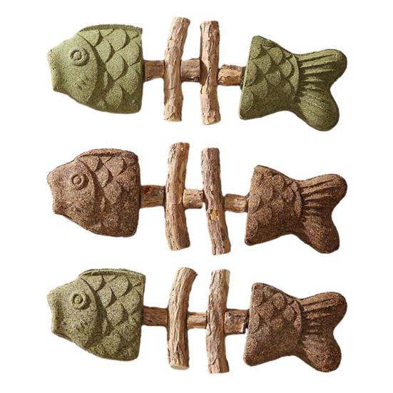 Natürliches Kauspielzeug für Katzen Fischknochen Katzenminze und Silberwein Spielzeug Sicher nur pflanzliche Inhaltsstoffe Spielzeug für die Zahngesundheit von Katzen zur Bereicherung gegen Langeweile