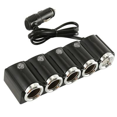Universell Billaddare 12V 24V 4-vägs Biluttag Bil Multigrenuttag Strömladdare Biladapter Dubbel USB Billaddare