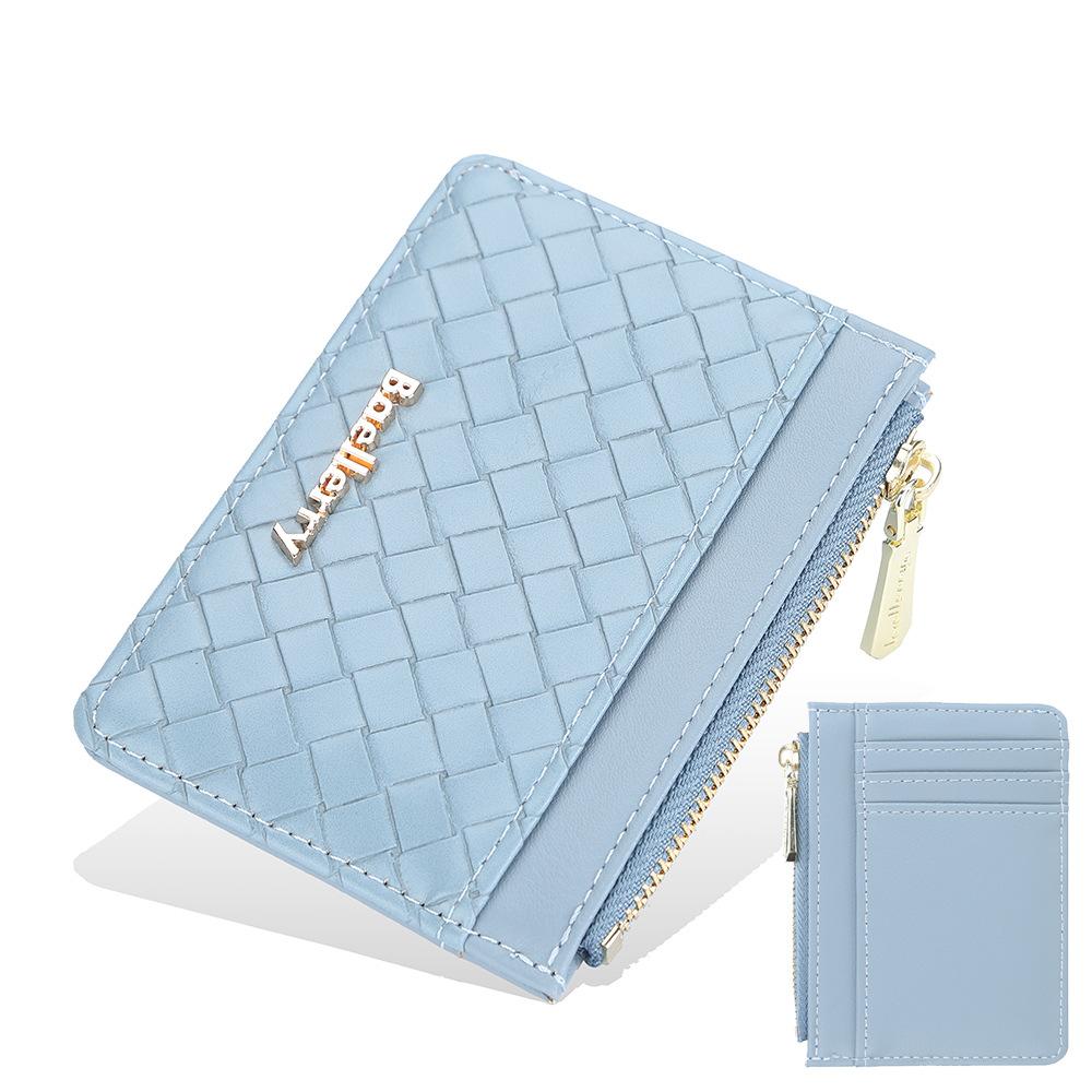 Baellerry Women's Short Purse Woven Pattern Wallet Zipper Coin Purse Fashion Card Holder Pu Leather Billfold