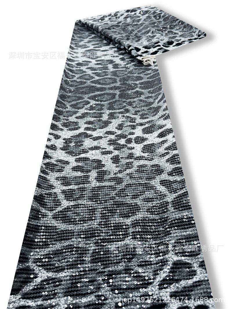 

1yard 5mm Leopard Print Bead Knitwear Digital Sequin Fabric for Diy Fashion Women s Stage Dress Fabric Width: 130cm 1Yard
