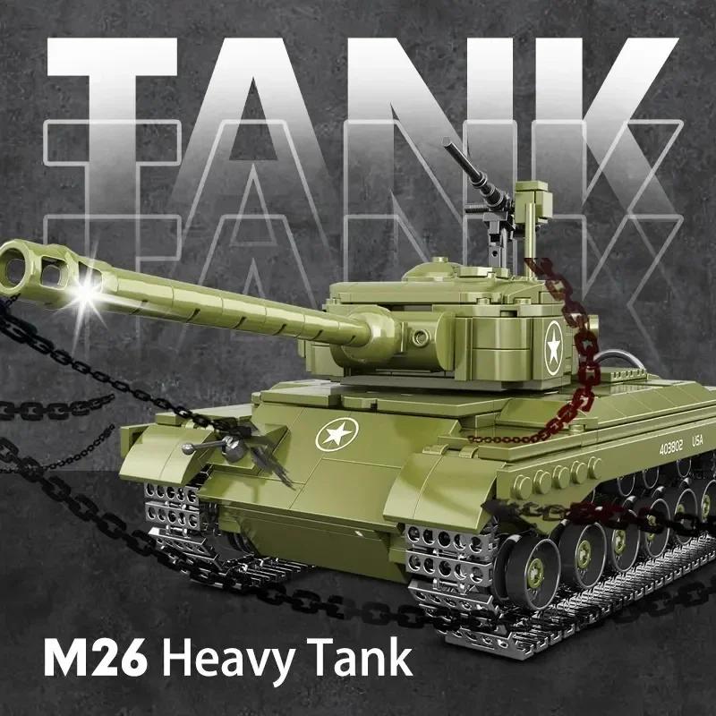 764 Teile Militär M26 Panzer Bausteine Armee WW2 Steine Waffe Soldatenfiguren Kinder Jungen Spielzeug mit hoher Qualität