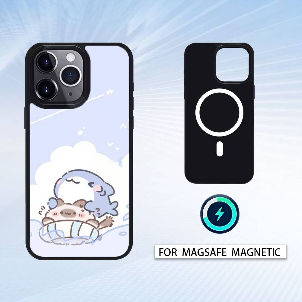 Cute and Funny Cartoon Shark Phone Case For iPhone17,16,15,14,13,12,Pro,Max,Magnetic For Magsafe Wireless Charging