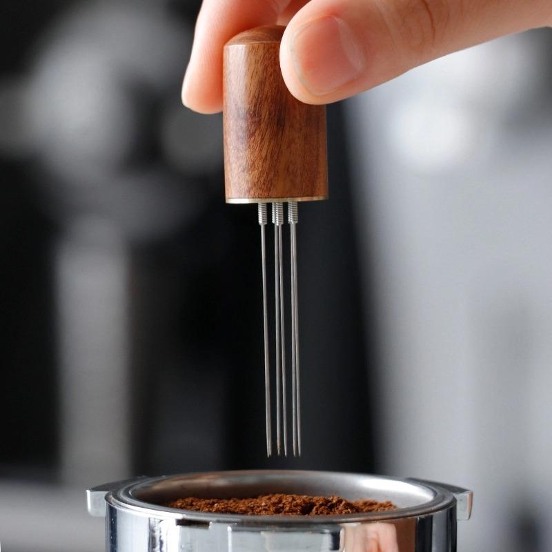Handheld Coffee Leveler Distributor Wooden Grip Stainless Steel Tamper WDT Tool Barista Espresso Accessory Coffee Needle