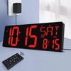 Multifunctional 16.5'' LED Digital Wall Clock with Alarm Function Date and Temperature Easy to Read Display for Elderly