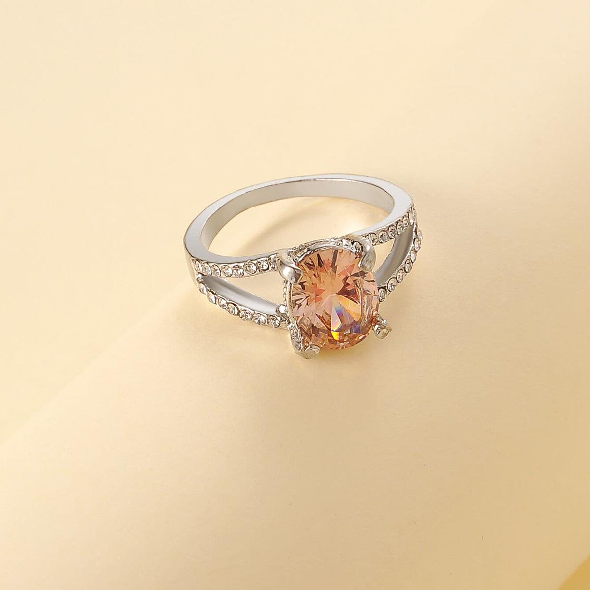 European  American New Style Rhinestone Oval Crystal Ring Size 9