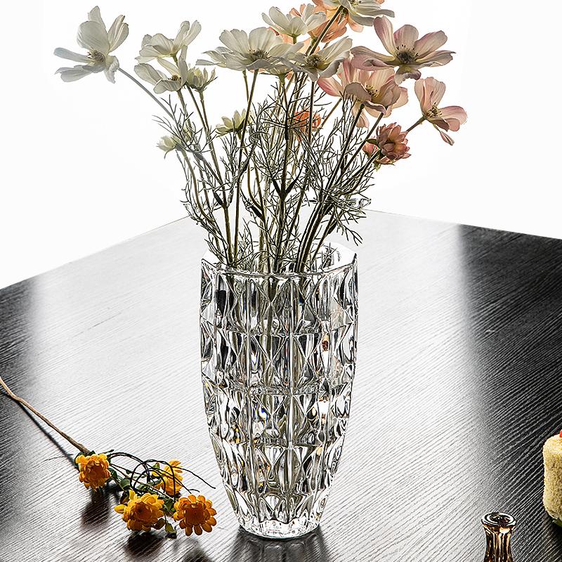 Crystal Glass Vase Luxury High Sense Transparent Water Flower Arrangement Ornaments Living Room Home Soft Decoration Vase