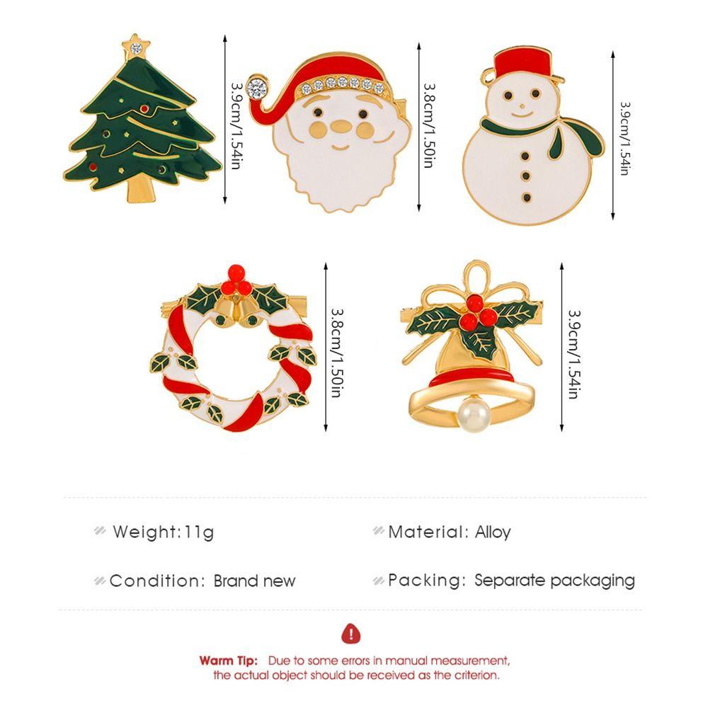 Cartoon Santa Claus Enamel Pins Bell Dripping Oil Lapel Pin Temperament Christmas Brooch  Women