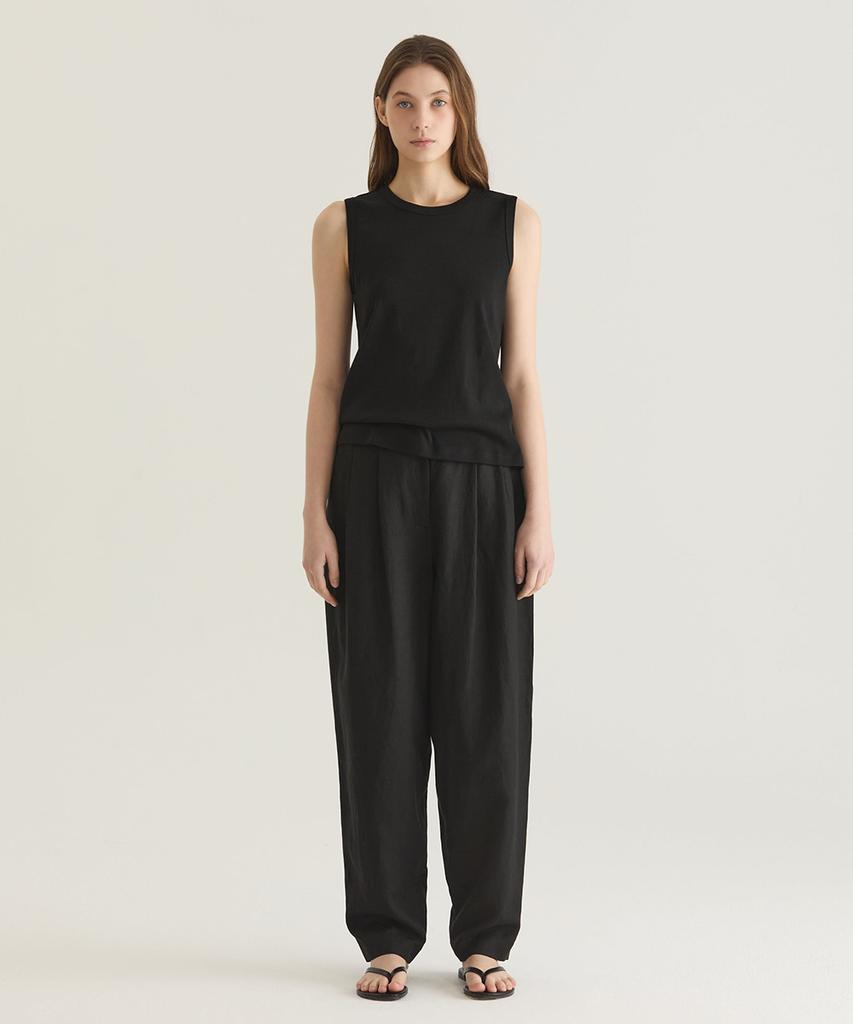 Oteumilkape Cotton Slim Sleeveless Top - Black