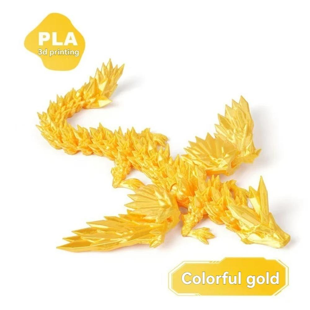 3D-gedruckter Drache Bunter Edelstein Drachenfiguren Bewegliches Gelenk Drehbar Gelenkige Drachen-Bastelarbeiten Schreibtisch Westliche Actionfigur