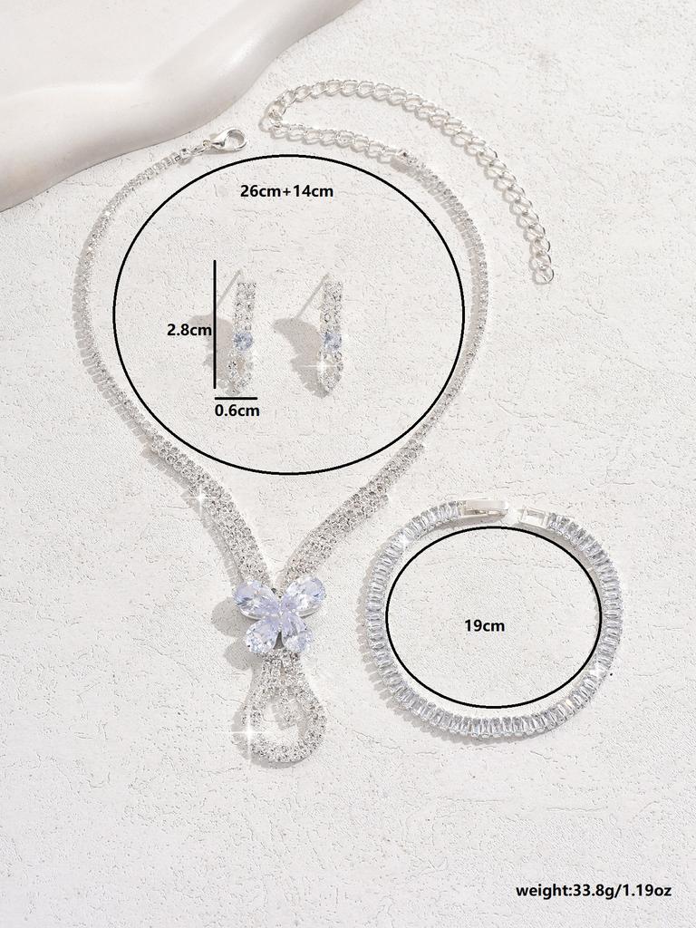 Women's Fashion Exquisite Claw Chain Hollow Design Earrings Necklace Bracelet Set Wedding Banquet Party Holiday Gift