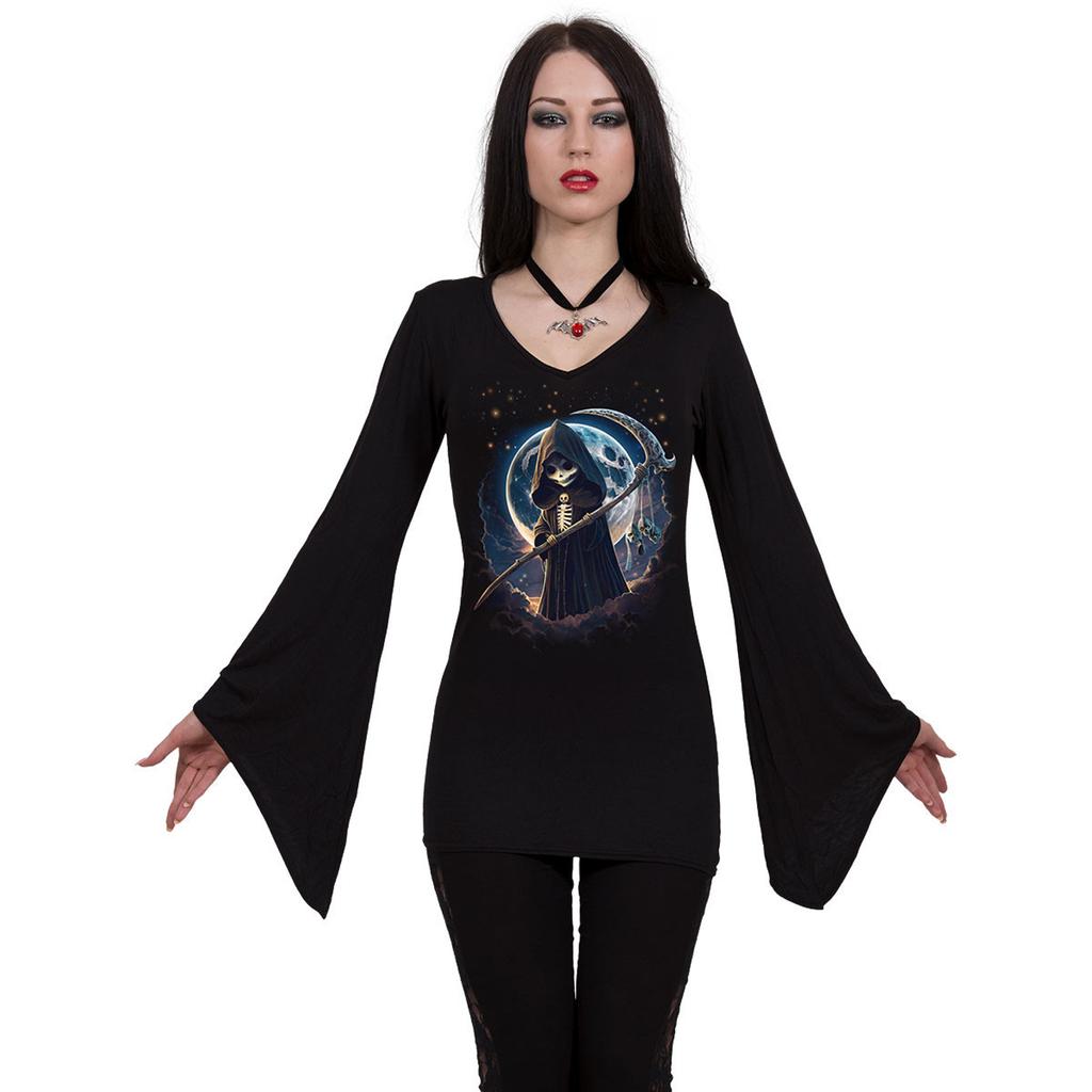 Spiral Womens/Ladies Reaperette Gothic Flared T-Shirt