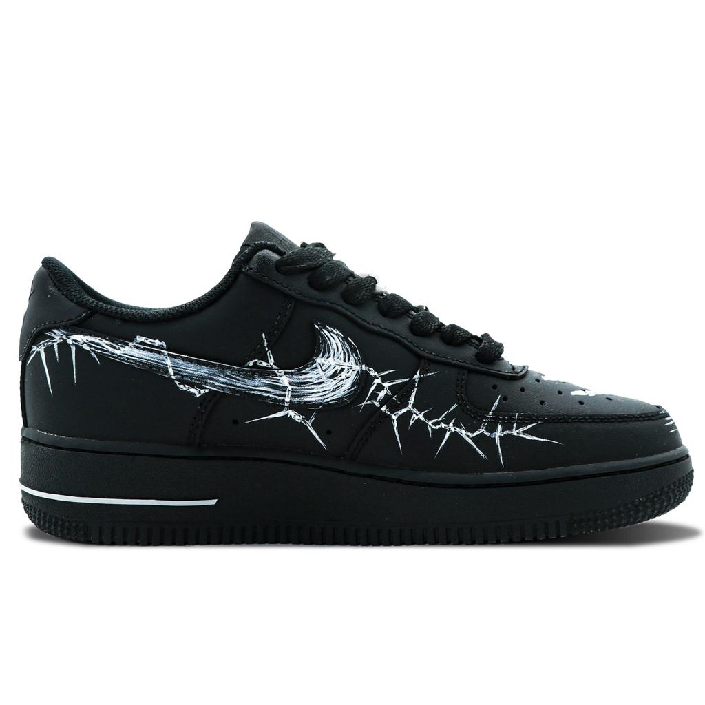 Nike Air Force 1 Coverage Low top Skateboard Shoes Men's Black White CW2288-001(Team147-)