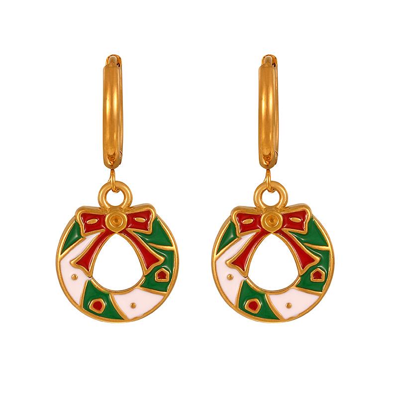 European & American Reindeer Christmas Tree Pendant Cute Alloy Bell Sock Ear Cuffs for Women