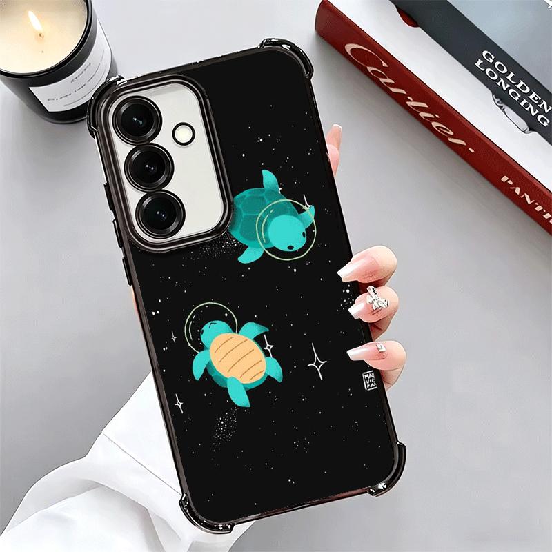 Cartoon Ocean Sea Turtle Plating Phone Case For Samsung A17 A07 A37 A57 A16 A56 A15 A55 A14 A54 A13 A53 A26 A36 A25 A35 A24 A34