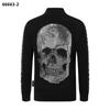 Philipp Plein Herrjacka med Dödskalle och Dragkedja: Europeisk och Amerikansk Street Fashion med Het Borrdesign.