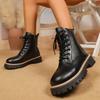 Модная женская обувь Модные женские черные ботильоны на платформе Толстая подошва Нескользящие ботинки-комбаты для женщин 2025 Осень Зима Искусственная кожа Botas Mujer