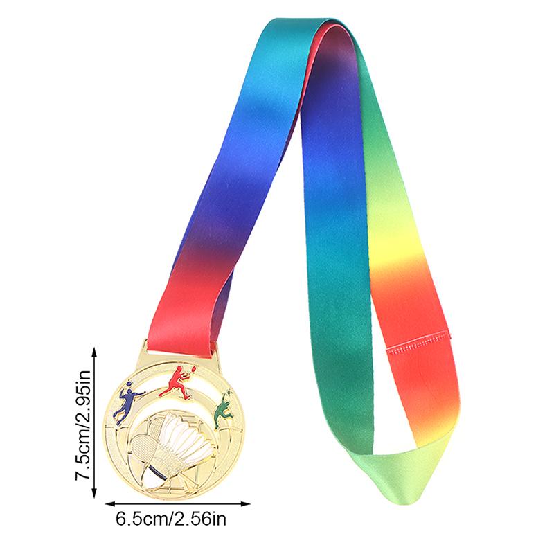 1Pc Metal Badminton Award Medals With Neck Ribbon Gold Silver Bronze Prizes Award Medal For Kids Sports Competition Games