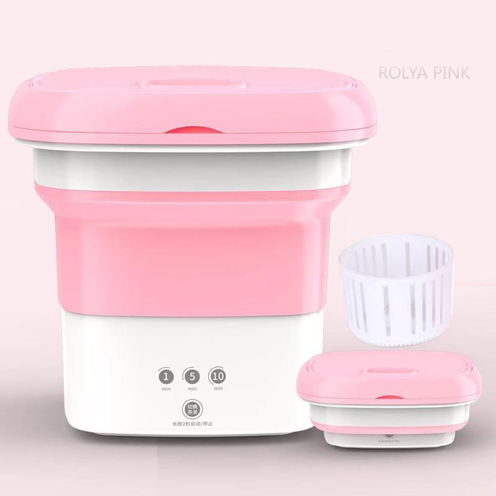 Портативная складная мини-стиральная машина для одежды с сушильным ведром Blue Light — фото 8