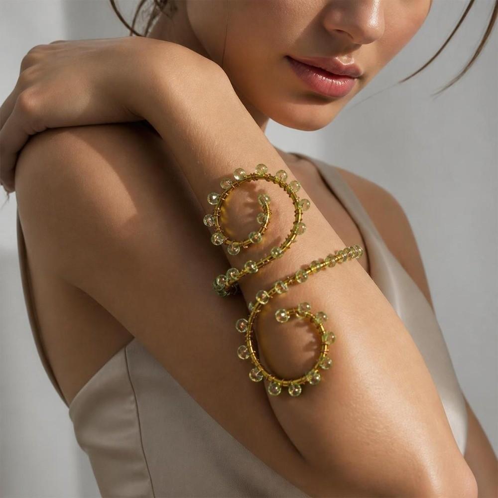 No Piercing Design Upper Arm Cuff Adjustable Adjustable Armlet Elegant Wire Wrapped Bracelet Women