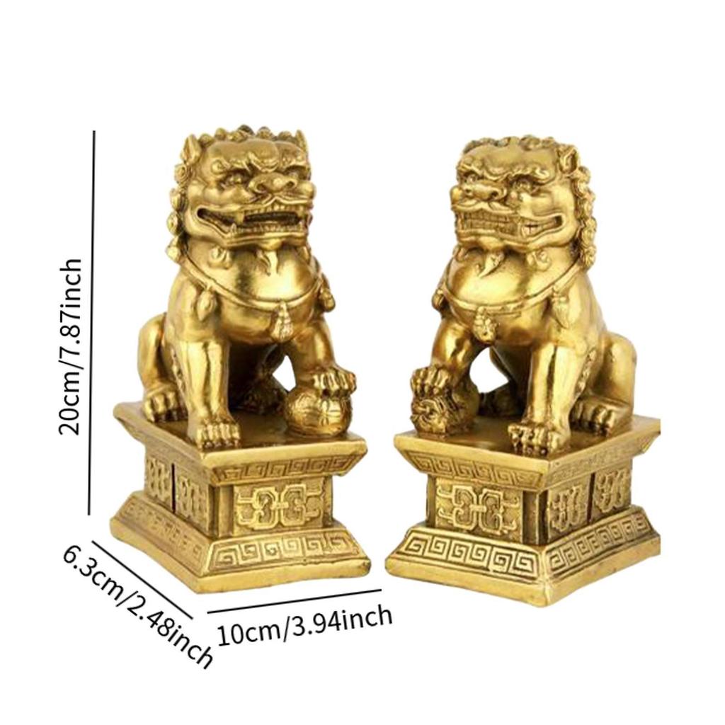 Lion Figurines, Desktop Decoration, Traditional Craft Multipurpose for , Polyresin, 2 Pcs.