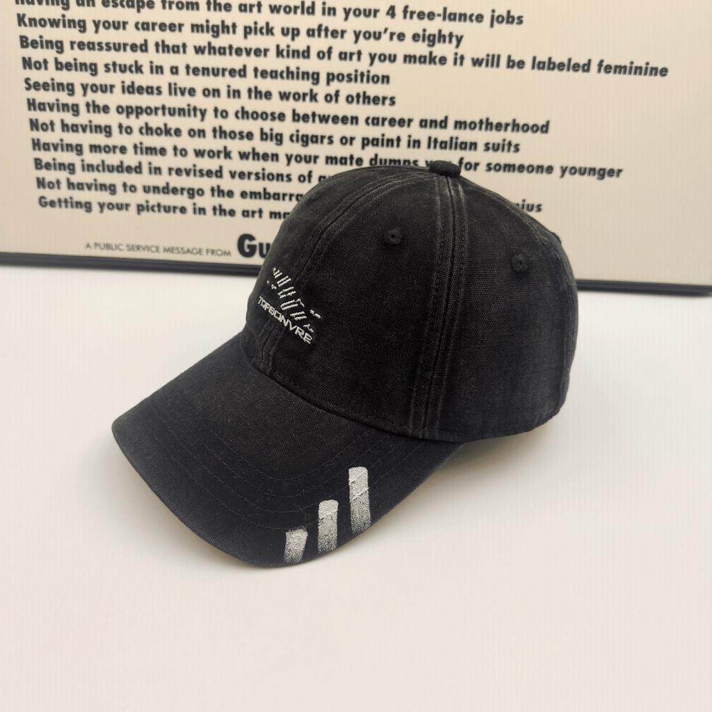 Washed and old embroidered baseball cap soft top three bars cap men's and women's retro versatile face small visor