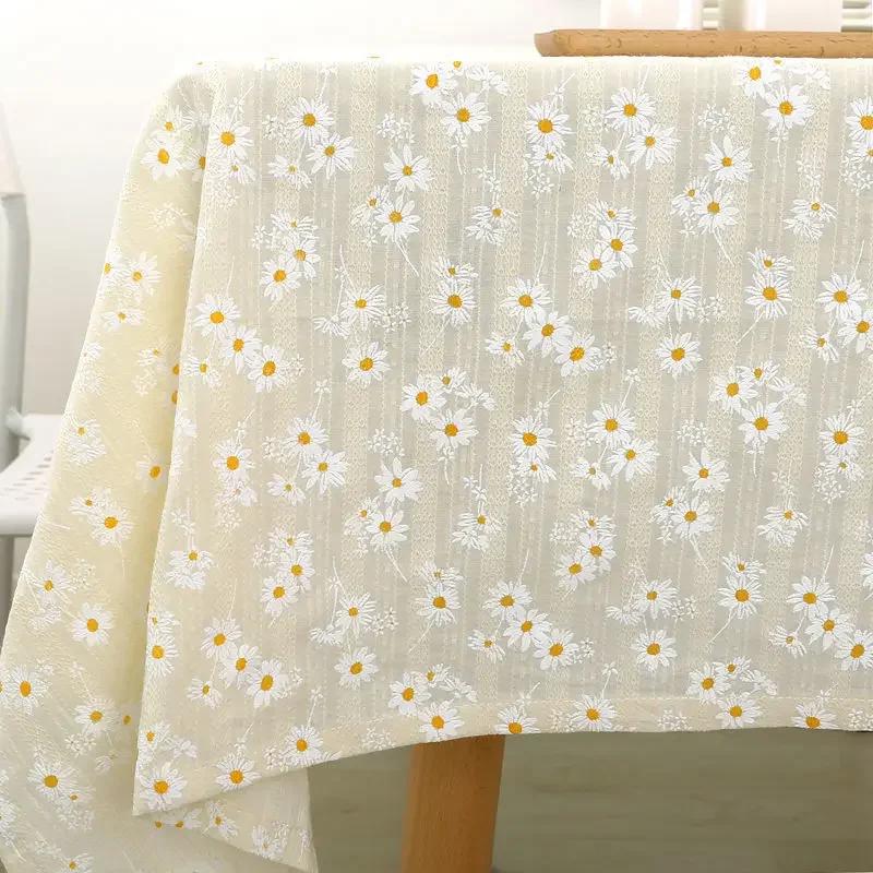 White Pompom Tablecloth Rectangle Boho Jacquard Dust-Proof Table Cover For Kitchen Dinning Living Room Tabletop Home Decorations