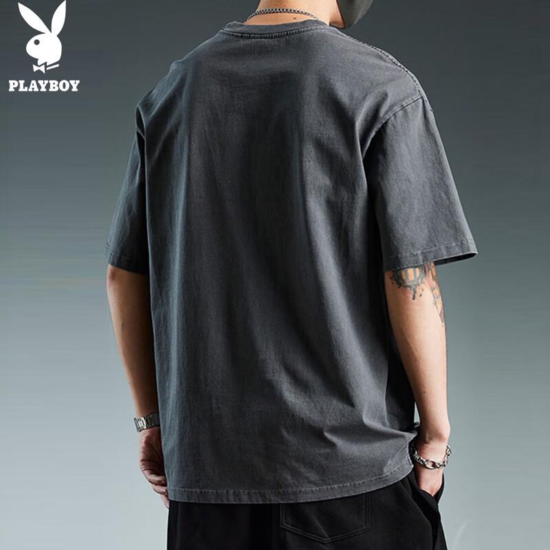 PLAYBOY Men's Pure Cotton Printed Short-Sleeve T-Shirt