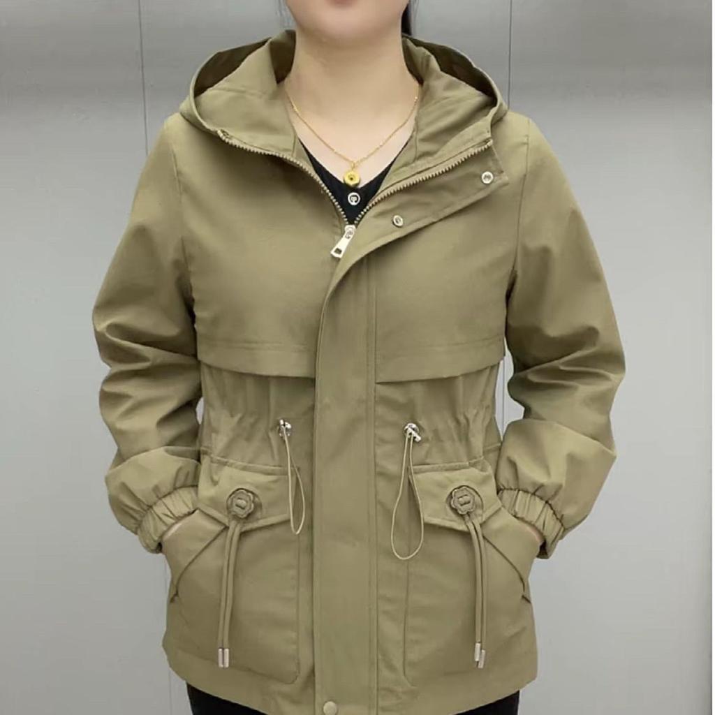 Women's Mid-length Windbreaker Spring, Autumn and Winter Thickened Loose Fashion Casual Hooded Jacket