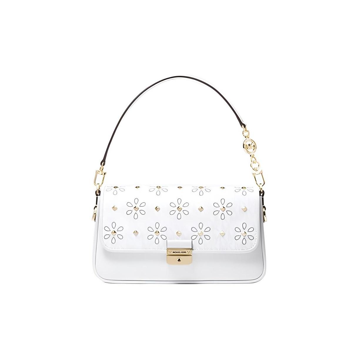 

Michael Kors MK Bradshaw Monogram Studded Embroidered Flower Flap Leather Shoulder Bag Women Handbags White 30T1G2BL1I-WHITE-COMBO Basic Set (Bag+Dust Bag)