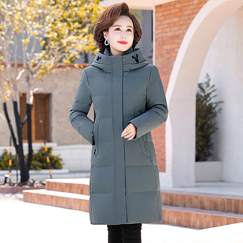 2025 Women's Hooded Mid-Length Winter Down Jacket for Middle-aged and Elderly Mothers