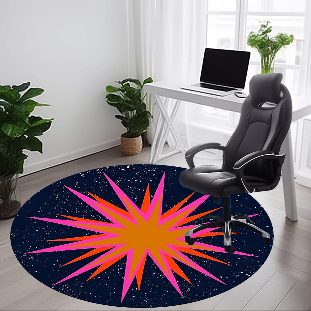 1pc Cosmic Burst Chair Carpet for Office, Round Non Slip Durable Large Size Office Carpet, Suitable for Office