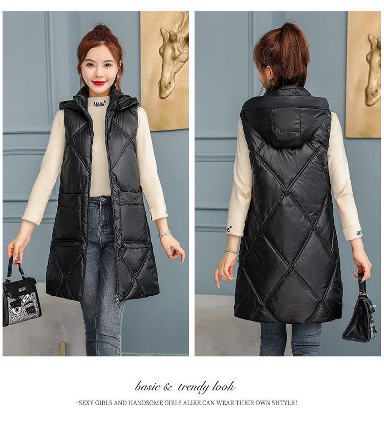 Herbst Winter frauen Einfarbig Mit Kapuze Weste Lose Verdickung Warme frauen Ärmellose Jacke