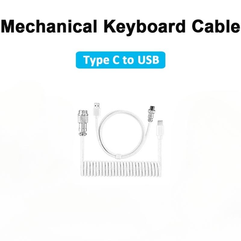 Aviator Coiled Mechanical Keyboard Cable, USB Type C Detachable Aviation Connector for Gaming Desktop PC Custom Keyboards