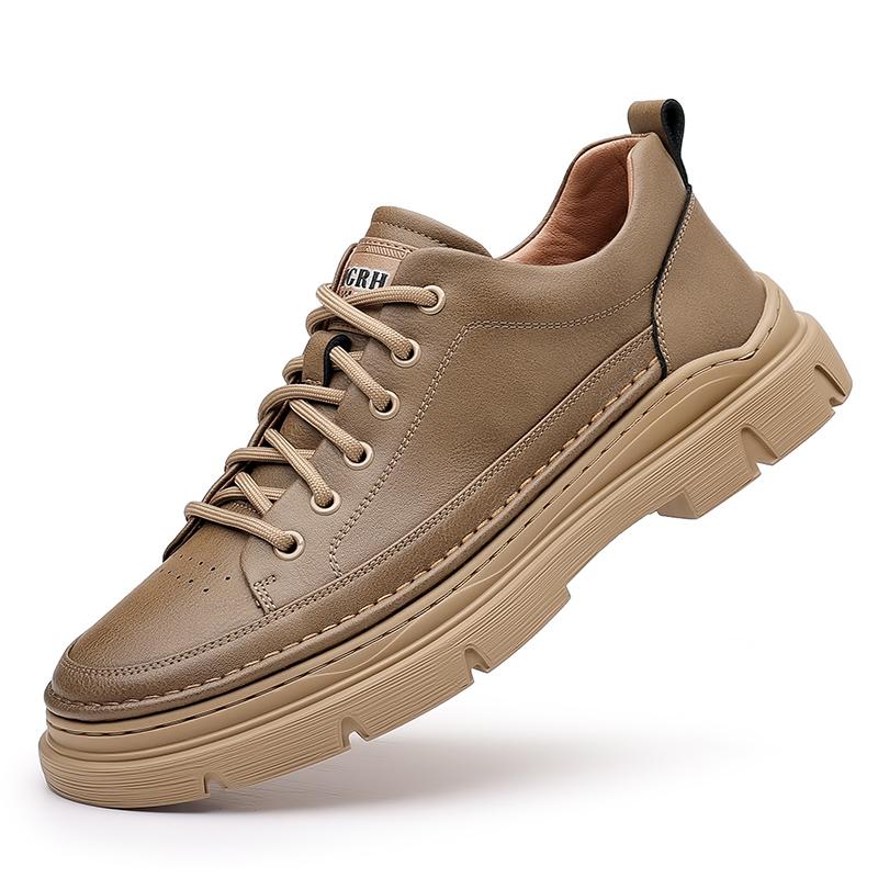 Fashion Spring Classic Mens Breathable Grey Sneakers Genuine Leather Men Casual Shoes Lace-Up Men's Walking Shoes Men Antiskid  Footwear
