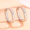 Square Geometric Single Diamond Smooth Hoop Earrings - European and American Niche Design Fashion