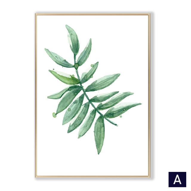 

Зеленые листья, настенная живопись на холсте, простой стиль, растения, скандинавские постеры и принты, декоративная картина, современное украшение для дома 21cm×30cm NoFrame
