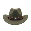 European and American New Western Cowboy Hat Woolen Jazz Top Hat Men and Women's Ethnic Style Big Eaves Hat Autumn and Winter Felt Hat