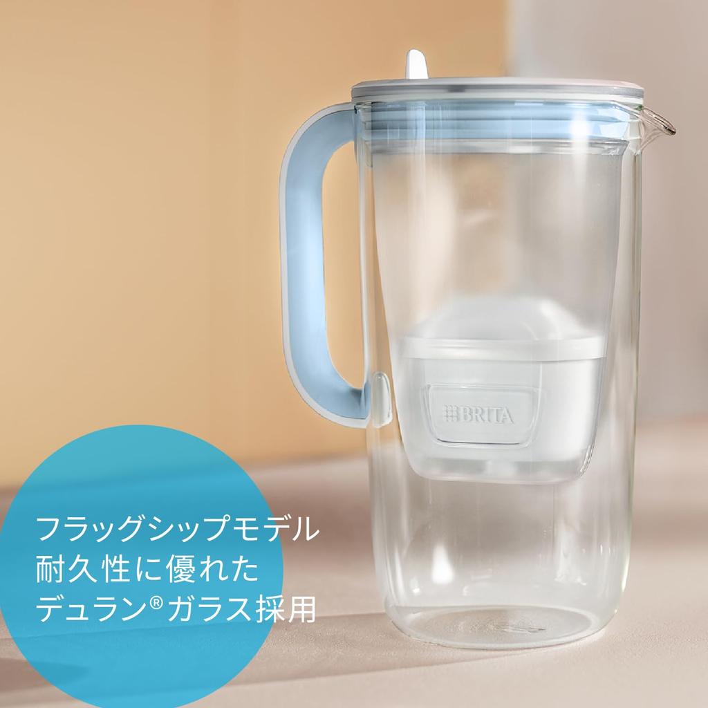 Brita Water Purifier Pot Type PFOSPFOA Removal Tested Glass Jug Light Blue Filtered Water Capacity 1.23L (Total Capacity 2.5L) [Genuine Japanese