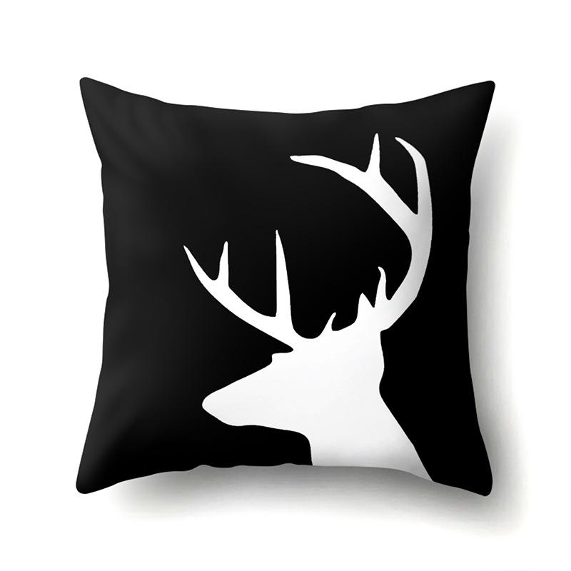 Polyester Pillowcase Black and White Printed Pillowcase Waist Cushion Cover Geometric Cushion Head Cushion Cover