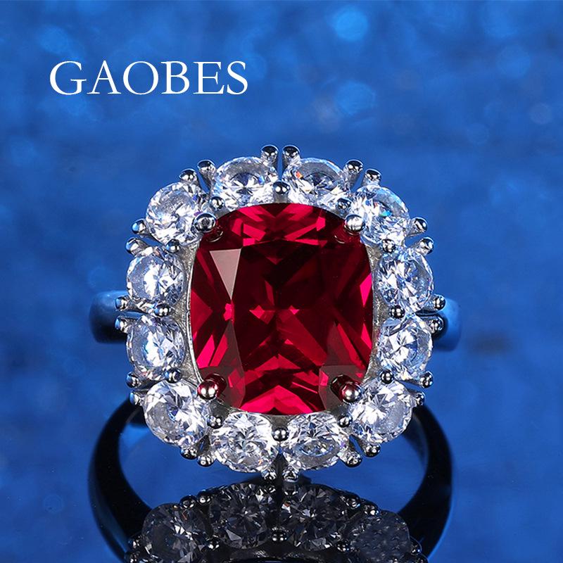 **European Style Red Sapphire & Emerald Women's Ring, S925 Silver with Simulated Diamonds**