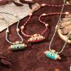 Collana Caleidoscopio Occhio del Diavolo Catena Intrecciata Vintage con Corda Pendente Doppio Lato Dorato Catena per Clavicola