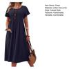 Women's Casual Dress Round Neck Short Sleeve Maxi Dress with Pocket Loose